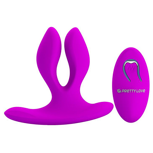 Лиловый универсальный вибромассажёр для пар с пультом ДУ Baile Magic Fingers U BI-014478W