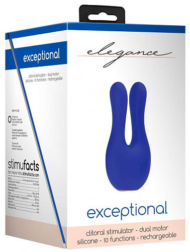 Синий клиторальный стимулятор Shots Media BV Exceptional ELE005BLU (10,4 см)