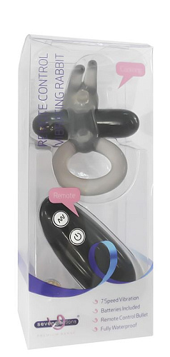 Дымчатое виброкольцо с дистанционным управлением Seven Creations PREMIUM RANGE RABBIT 50857