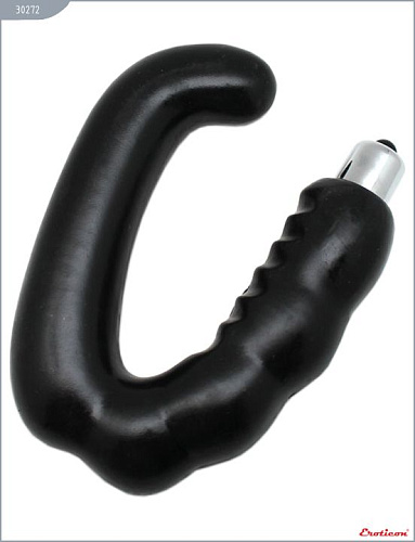 Чёрный С-образный массажёр простаты с вибрацией Eroticon 30272