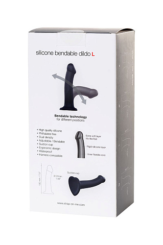 Чёрный фаллос на присоске Strap-on-me Silicone Bendable Dildo L 6013151 (19 см)