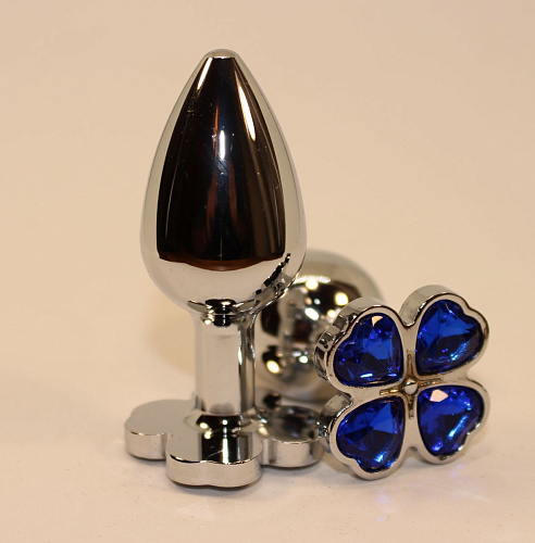 Серебристая пробка с цветком из синих сердечек 4sexdreaM 47439-3 (7 см)