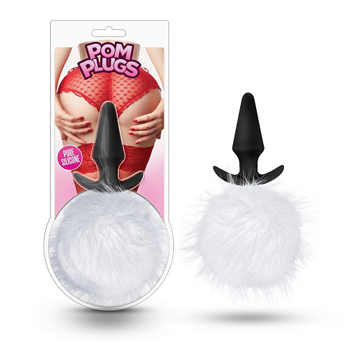 Силиконовая анальная пробка с белым заячьим хвостом Blush Novelties Fur Pom Pom BL-59204 (12,7 см)