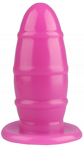 Розовая овальная анальная втулка с рёбрышками Сумерки богов 1015-42 BX DD (16,5 см)