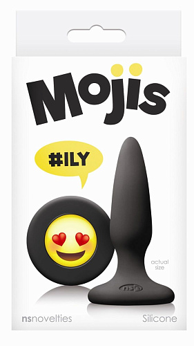 Чёрная силиконовая пробка NS Novelties Emoji Face ILY NSN-0511-13 (8,6 см)