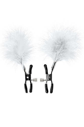 Зажимы для сосков с белым пухом ToyFa Theatre 705008