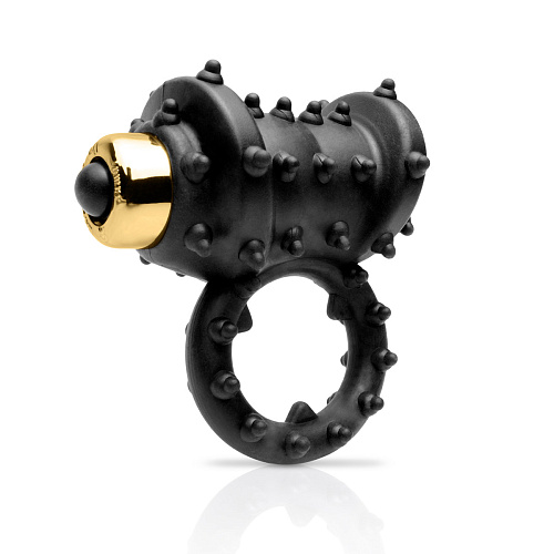 Чёрное эрекционное кольцо с вибрацией и шипиками Pipedream PD3992-23