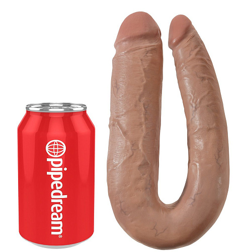 Двусторонний фаллоимитатор-мулат кофейного цвета Pipedream U-Shaped Large Double Trouble PD5515-22 (44,4 см)
