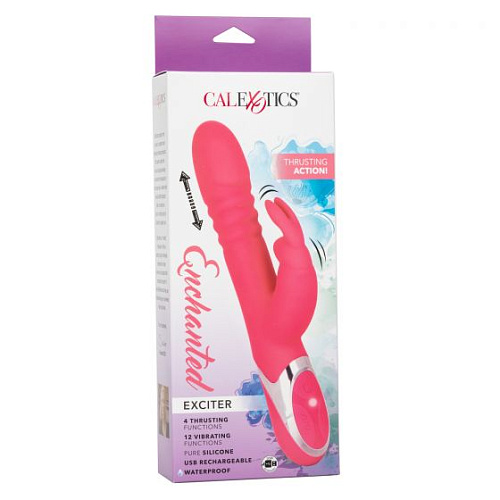 Коралловый вибромассажёр-кролик с поступательными движениями California Exotic Novelties Enchanted Exciter SE-0649-20-3