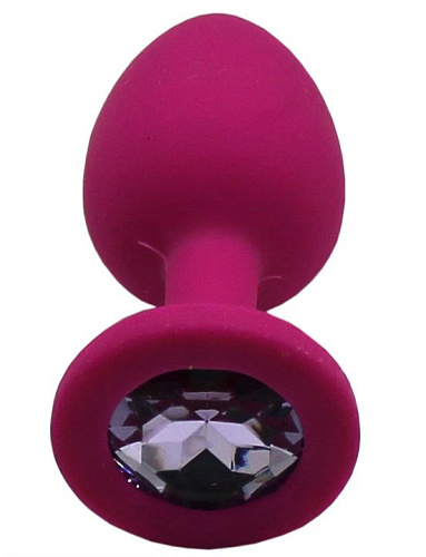 Малиновая анальная пробка с сиреневым кристаллом Eroticon P3410-13 (7,4 см)