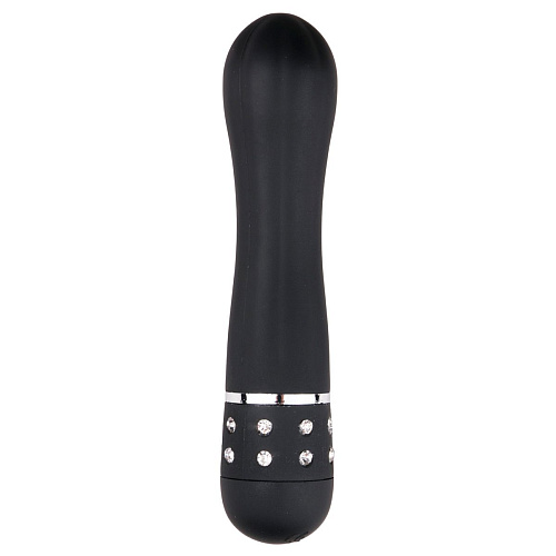 Чёрный мини-вибратор со стразами EDC Wholesale Diamond Vibrator ET089BLK (11,4 см)