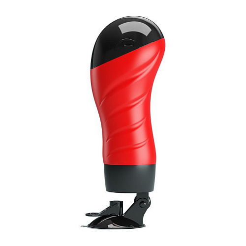 Красно-чёрный мастурбатор-вагина с вибрацией и присоской Baile Delia BM-00900T46Z