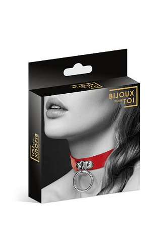 Красный узенький чокер с кольцом Bijoux Pour Toi 6060010030
