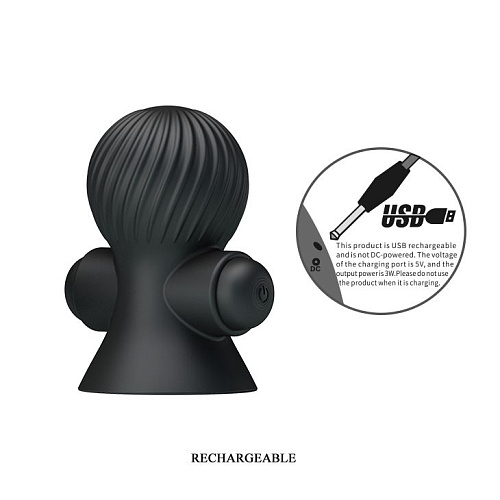 Чёрные перезаряжаемые вибростимуляторы для груди Baile BI-014545