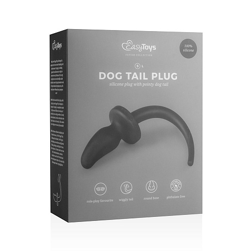 Чёрная анальная пробка с хвостом EDC Wholesale Dog Tail Plug ET326BLK