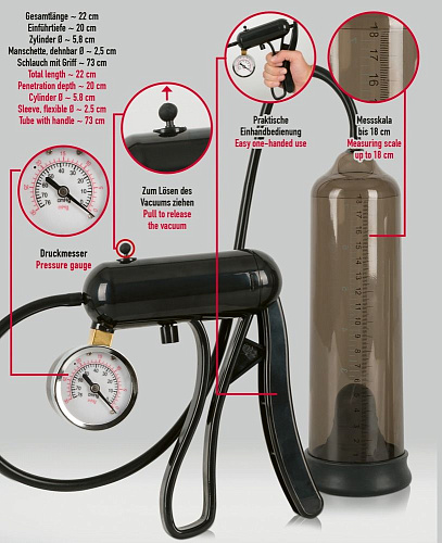 Чёрная вакуумная помпа с манометром Orion Mister Boner Professionals Pump 05337420000