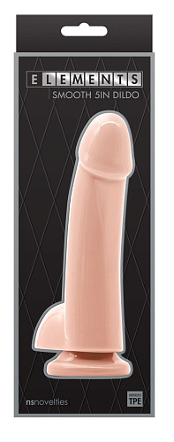 Телесный гладкий фаллоимитатор на присоске с мошонкой NS Novelties Smooth 5 Inch Dildo NSN-0929-01 (17 см)