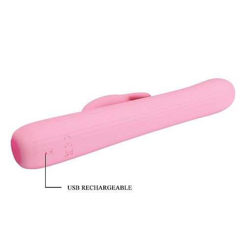 Нежно-розовый вибромассажёр с волновой ротацией Baile Julian BI-014640-1 (17,8 см)