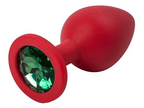 Красная силиконовая анальная пробка с красным стразом 4sexdreaM 47125 (8,2 см)