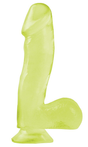 Светящийся в темноте зелёный фаллоимитатор с присоской Pipedream Basix Rubber Works 6.5  Dong with Suction Cup PD4220-32 (17,8 см)