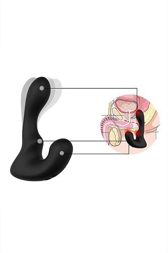 Стимулятор простаты с подсветкой и 9 режимами вибрации чёрного цвета S-HANDE Landys SHD-041