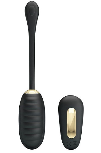 Чёрное виброяйцо с ребристой поверхностью Baile Royal Pleasure BI-014711W