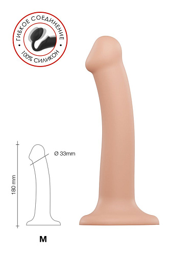 Телесный фаллос на присоске Strap-on-me Silicone Bendable Dildo M 6013106 (18 см)