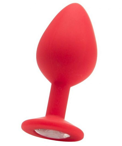 Большая красная анальная пробка Shots Media BV OUCH! Large Diamond Butt Plug с кристаллом OU182RED (8 см)