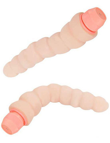 Телесный гнущийся вибратор ребристой формы Eroticon 30334 (18,2 см)