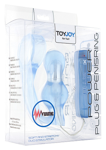 Голубая анальная пробка с вибрацией и эрекционным колечком Toy Joy MANPOWER 3006010200