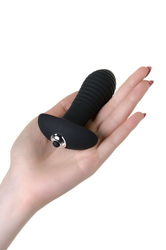 Чёрная анальная втулка с вибрацией S-HANDE SPIRAL SHD-065 (10,3 см)