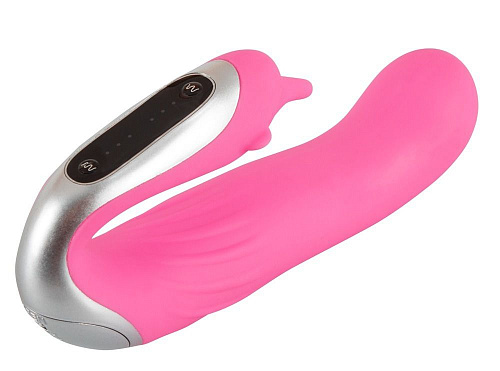 Розовый вибратор для внутренней и внешней стимуляции Orion Hands-Free Dolphin 0583561 (18 см)
