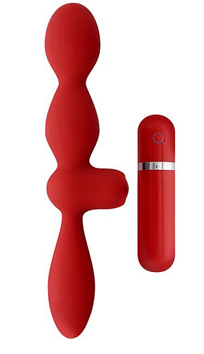 Красная двусторонняя вибровтулка Dream Toys MENZSTUFF THRILLER ASS DUAL HEAD 20918