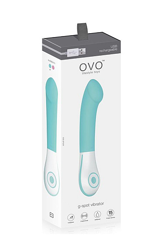 Голубой перезаряжаемый G-стимулятор OVO E3 LIGHT BLUE (18 см)