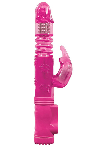 Розовый вибромассажёр с клиторальной стимуляцией NS Novelties BunnyTron Petite Thruster Vibe NSN-0255-24 (25 см)