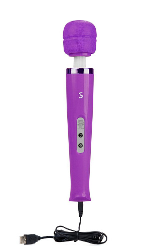 Фиолетовый вибромассажер, работающий от сети Shots Media BV Ultra Twizzle Trigger USB Plug SHT070PUR (31,5 см)