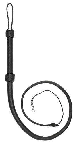 Чёрный витой кнут Shots Media BV Twisted Whip Real Leather Bullwhip PAI017BLK (147 см)