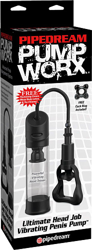 Прозрачная вакуумная помпа с вибрацией Pipedream Ultimate Head Job Vibrating Penis Pump PD3297-23