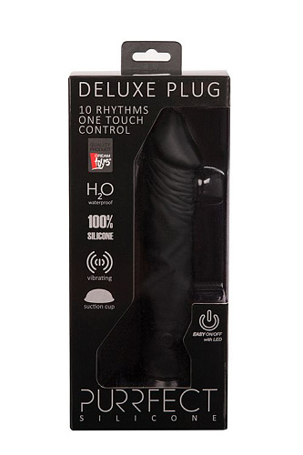 Чёрный вибратор-реалистик Dream Toys PURRFECT SILICONE ONE TOUCH 21256 (22,5 см)