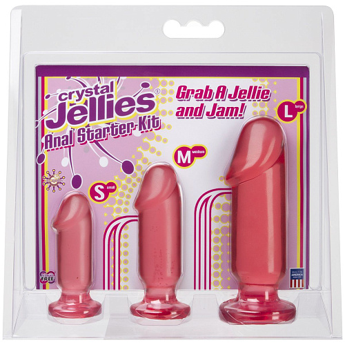 Набор розовых анальных фаллоимитаторов Doc Johnson Crystal Jellies Anal Starter Kit 0283-20-CD