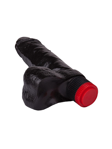 Чёрный виброфаллос с пышной мошонкой LOVETOY (А-Полимер) 411400 (16 см)