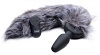 Чёрная анальная вибропробка с серым лисьим хвостом XR Brands Grey Fox Tail Vibrating Anal Plug AG187