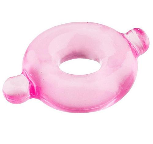 Розовое эрекционное кольцо с ушками для удобства надевания Dream Toys BASICX TPR COCKRING PINK 20674