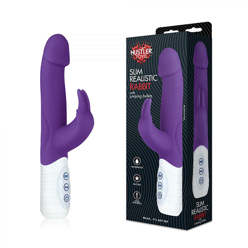 Фиолетовый миниатюрный вибратор с реалистичной головкой Hustler hi-tech HT-R6-PUR