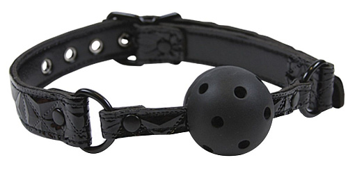 Чёрный кляп-шар на виниловых ремешках NS Novelties Sinful Ball Gag NSN-1221-13