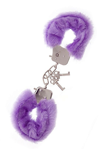 Фиолетовые меховые наручники Dream Toys METAL HANDCUFF WITH PLUSH LAVENDER 160035