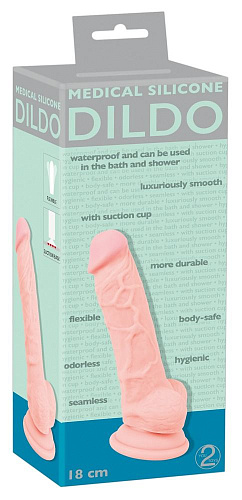 Реалистичный фаллоимитатор телесного цвета из силикона Orion Medical Silicone Dildo 05266570000 (18 см)