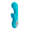 Бирюзовый вибратор с клиторальным отростком Baile Chris BI-014507-2 (15,4 см)