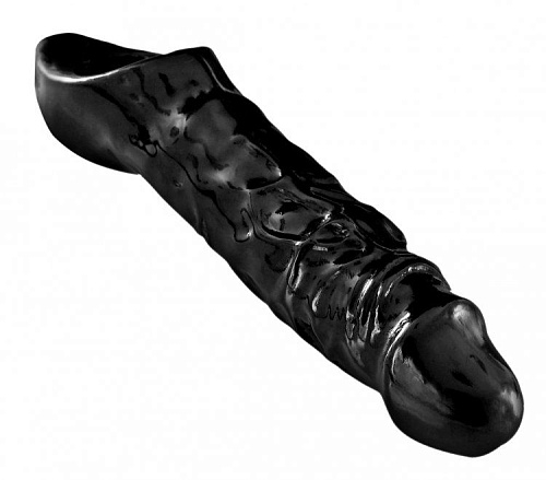 Чёрная увеличивающая насадка на член XR Brands Mamba Cock Sheath Packaged AD425-BLACK (16,5 см)