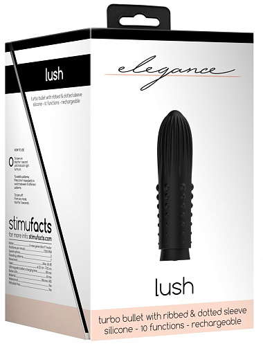 Чёрная вибропуля Shots Media BV Turbo Rechargeable Bullet Lush ELE011BLK (9,8 см)